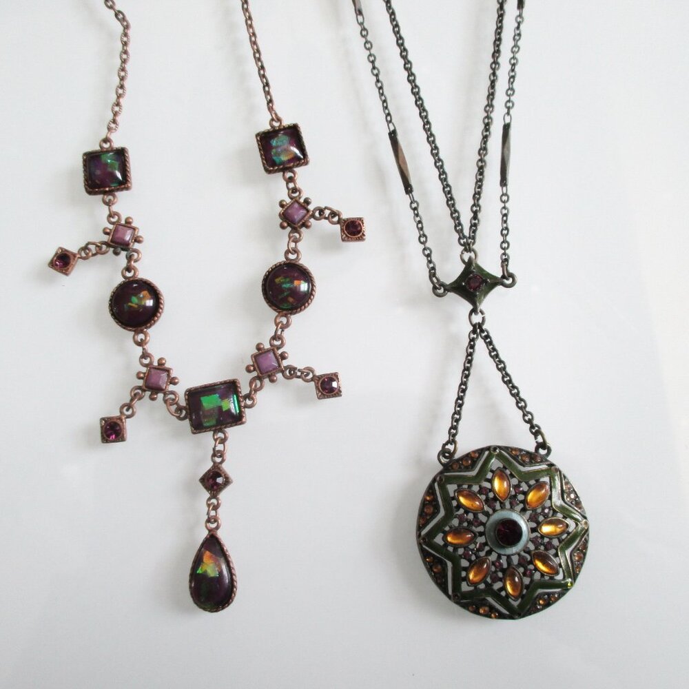 2 Necklaces Renaissance Revival Copper Brass